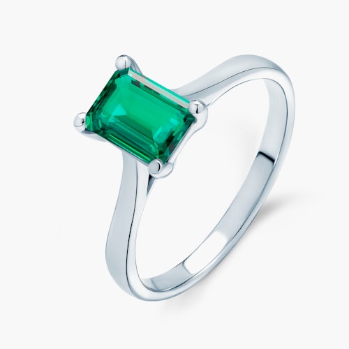 Pierścionek zaręczynowy SAVICKI: białe złoto, szmaragd